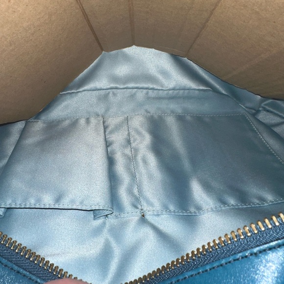 COACH HAMPTON Lindsay Vintage Leather Satchel Bag Slate Blue/Teal 12475 - Picture 5 of 13